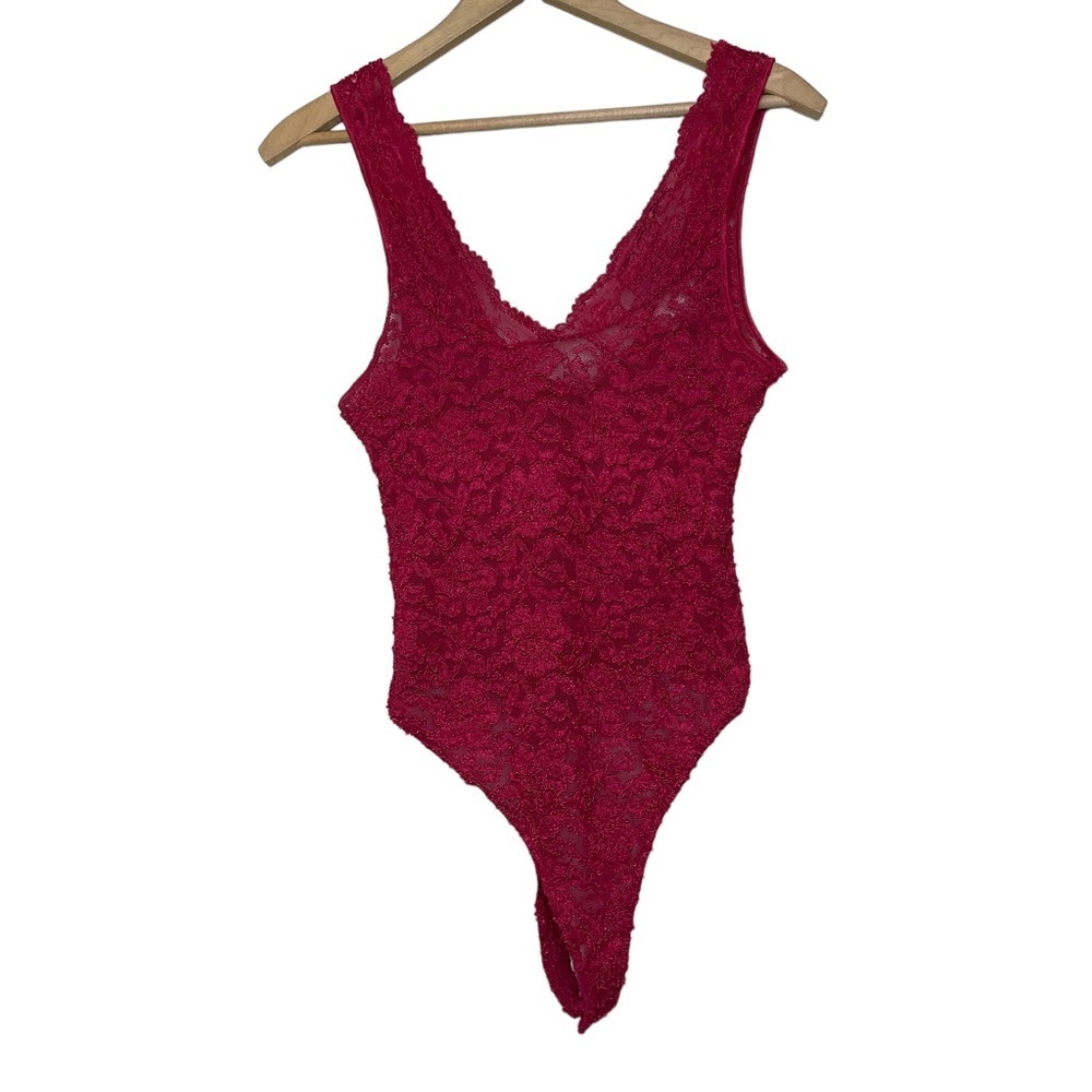 Vintage Victoria's Secret Gold Label Red Lace Bodysuit Size Medium